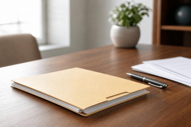 Hospital Medical Records Folder On Desk