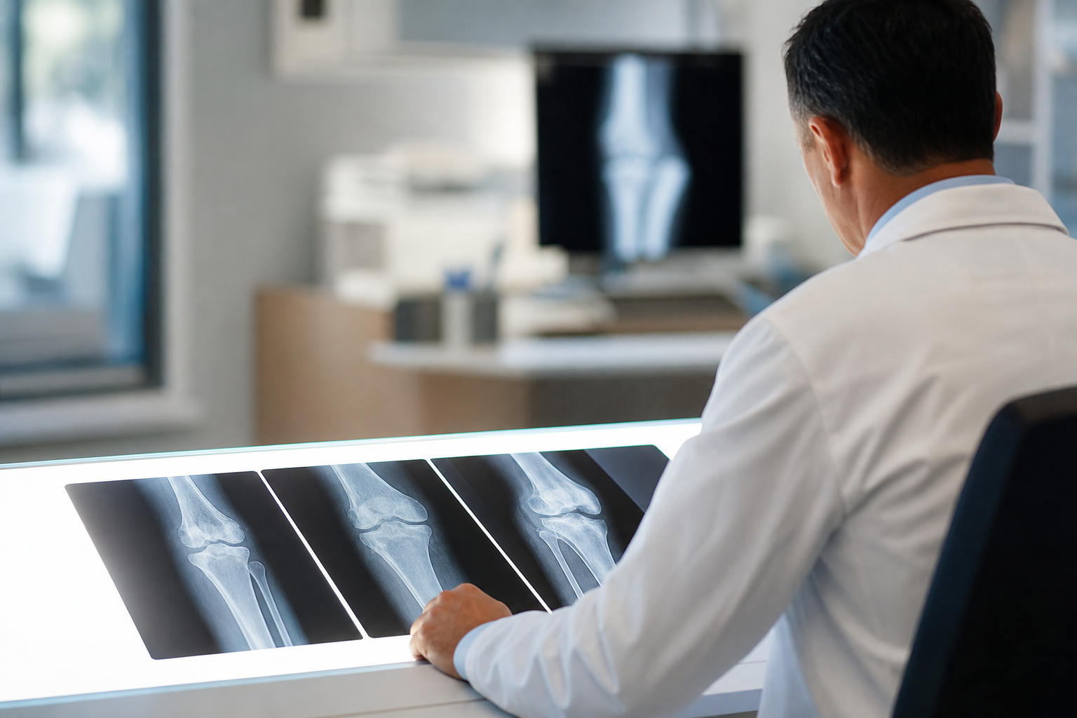 Radiology Reading Room Light Box With Knee X Ray